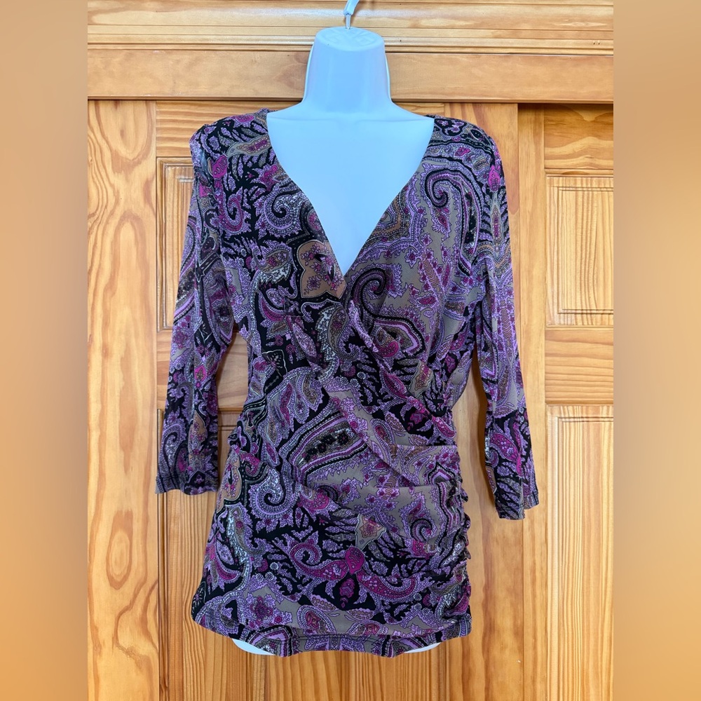 INC International Concepts Purple Paisley Blouse